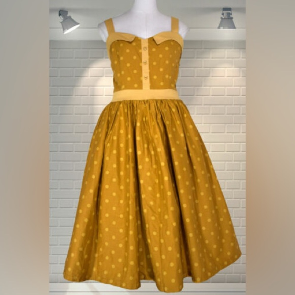 Lindy Bop Mustard Polka Dot Dress